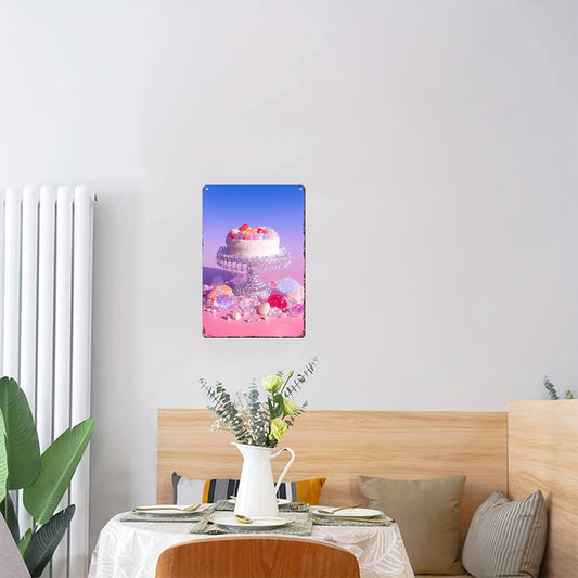 Crystal Confections Tin Painting: Gemstone Cake on a Glass Pedestal