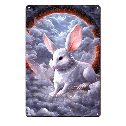 Mythical Huan Beast Metal Art Print - Three-Legged Guardian from Shan Hai Jing