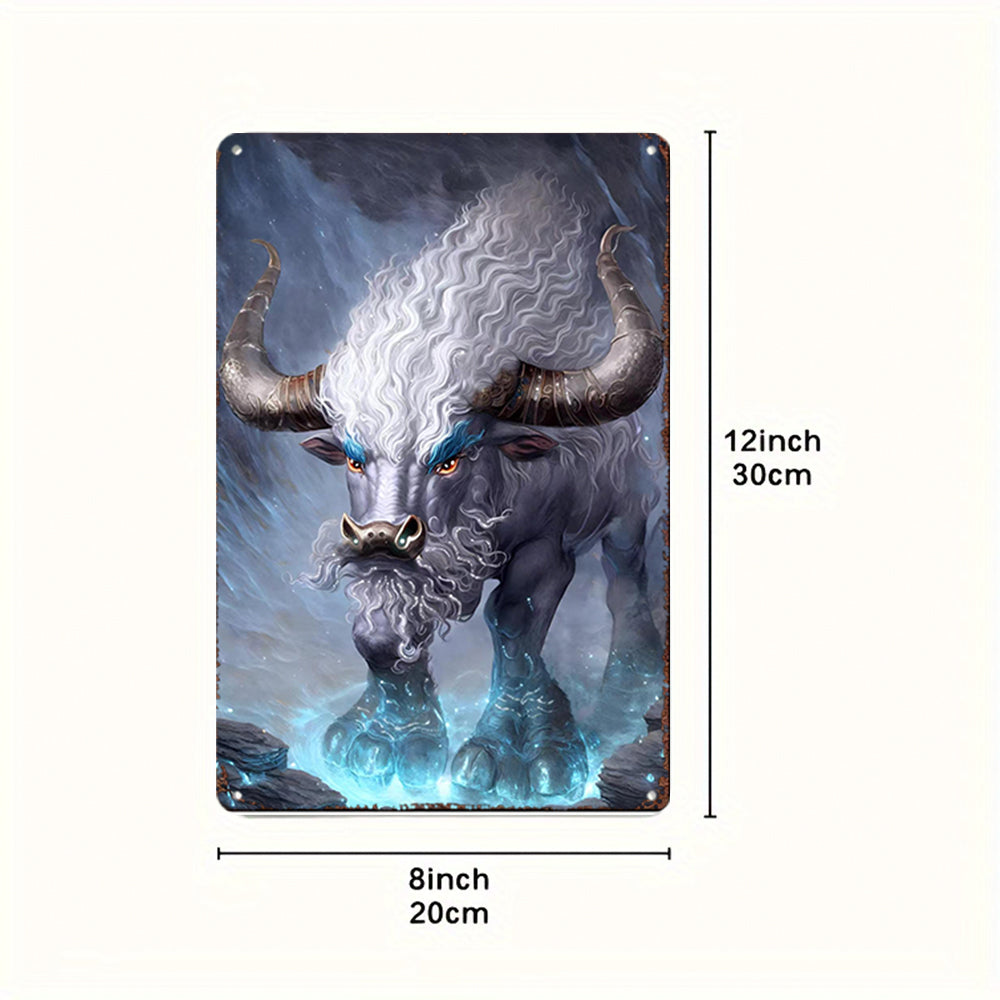 Mythical Huan Beast Metal Art - Three-Legged Ox Creature from Shan Hai Jing