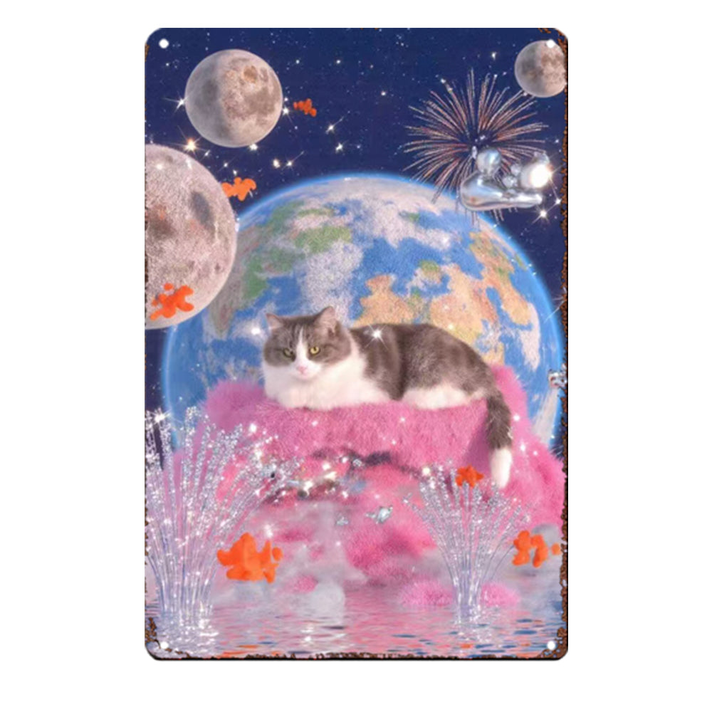 Dreamweaver Kitten Tin Painting: A World of Comfort in Crystal Pink