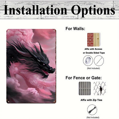 The Obsidian Mystic Dragon Tin Painting: Guardian of Depths & Hidden Wisdom