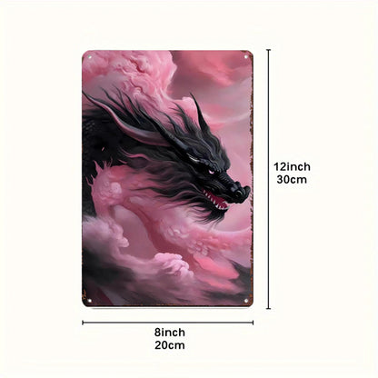 The Obsidian Mystic Dragon Tin Painting: Guardian of Depths & Hidden Wisdom