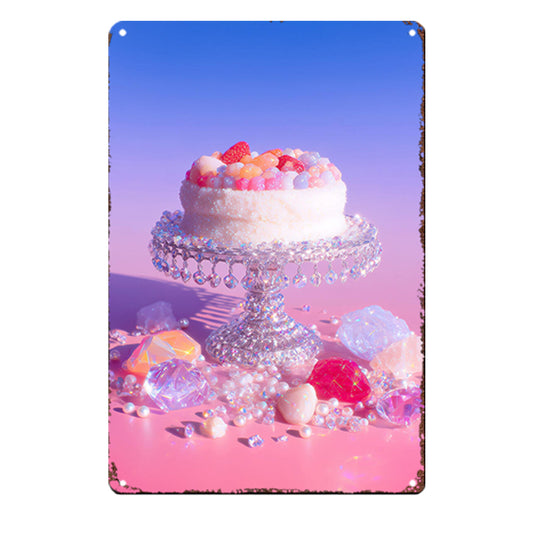 Crystal Confections Tin Painting: Gemstone Cake on a Glass Pedestal