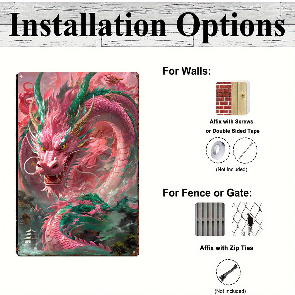 The Crimson Celestial Dragon Tin Painting: Passion & Vigorous Fire Energy