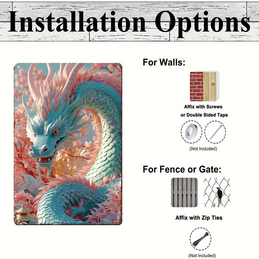 The Azure Celestial Dragon Tin Painting: Wisdom & Calm Water Energy