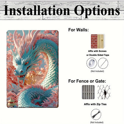 The Azure Celestial Dragon Tin Painting: Wisdom & Calm Water Energy