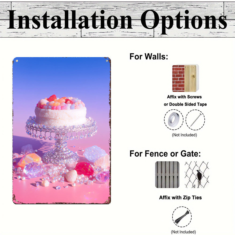 Crystal Confections Tin Painting: Gemstone Cake on a Glass Pedestal