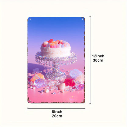 Crystal Confections Tin Painting: Gemstone Cake on a Glass Pedestal