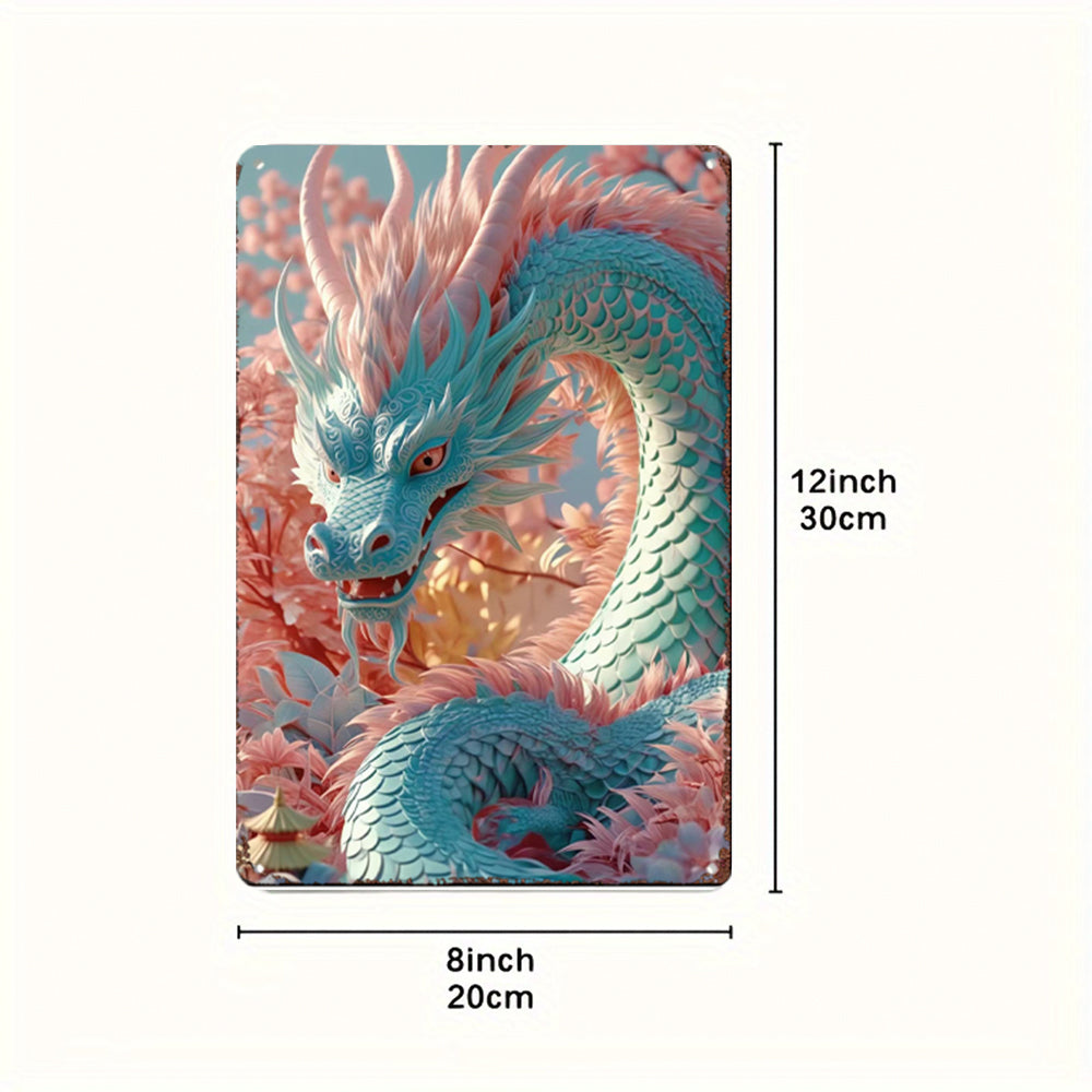 The Azure Celestial Dragon Tin Painting: Wisdom & Calm Water Energy