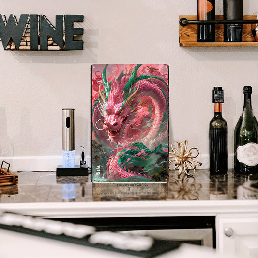 The Crimson Celestial Dragon Tin Painting: Passion & Vigorous Fire Energy