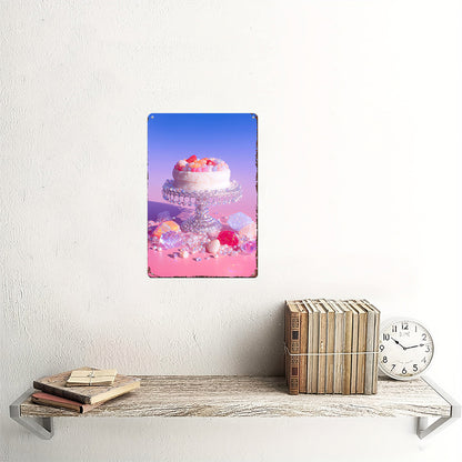 Crystal Confections Tin Painting: Gemstone Cake on a Glass Pedestal