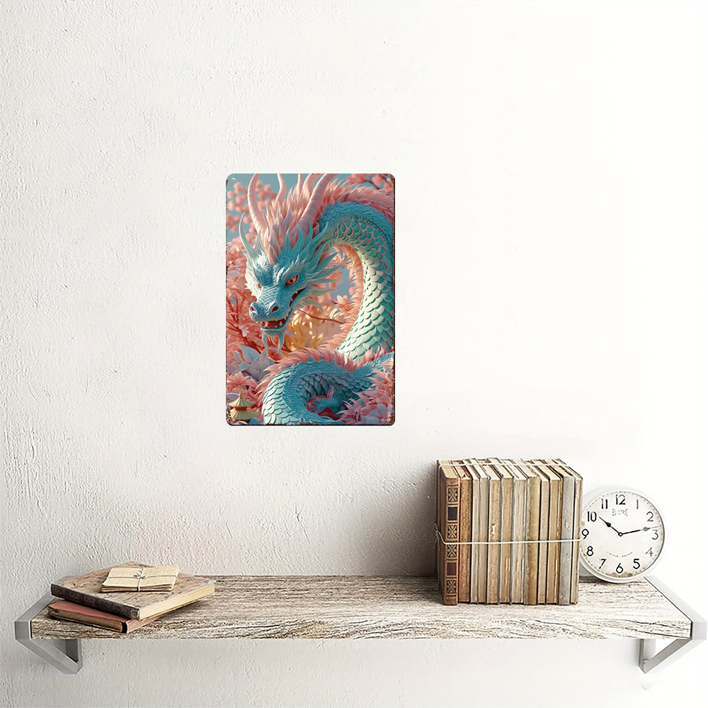 The Azure Celestial Dragon Tin Painting: Wisdom & Calm Water Energy