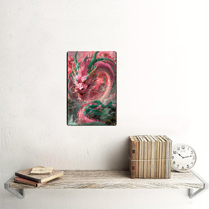 The Crimson Celestial Dragon Tin Painting: Passion & Vigorous Fire Energy